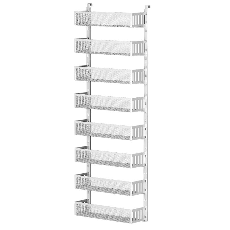 Organisateur de garde-manger à 8 niveaux avec paniers en maille, étagère à épices réglable et stable pour la cuisine et la salle de bain (l 8 po x 8 po, blanc)