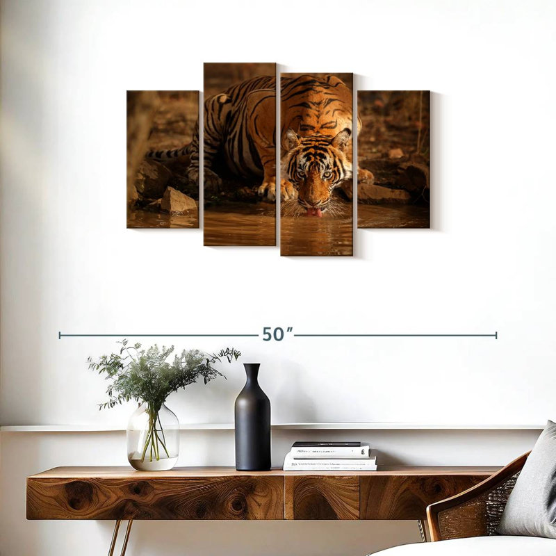 Brampt Drinking Wild Tiger, 22" H x 36" W