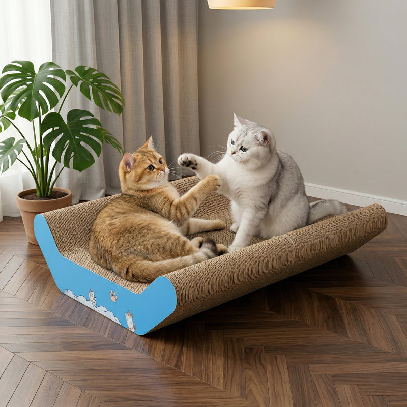 Grand griffoir en carton pour chat, planche à gratter ondulée 22,8 x 16,5 po pour chats d'intérieur, protecteur de meuble