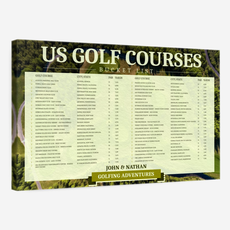 Liste personnalisée de seaux de punaises US Golf, H 16 po x l 24 po, Oui