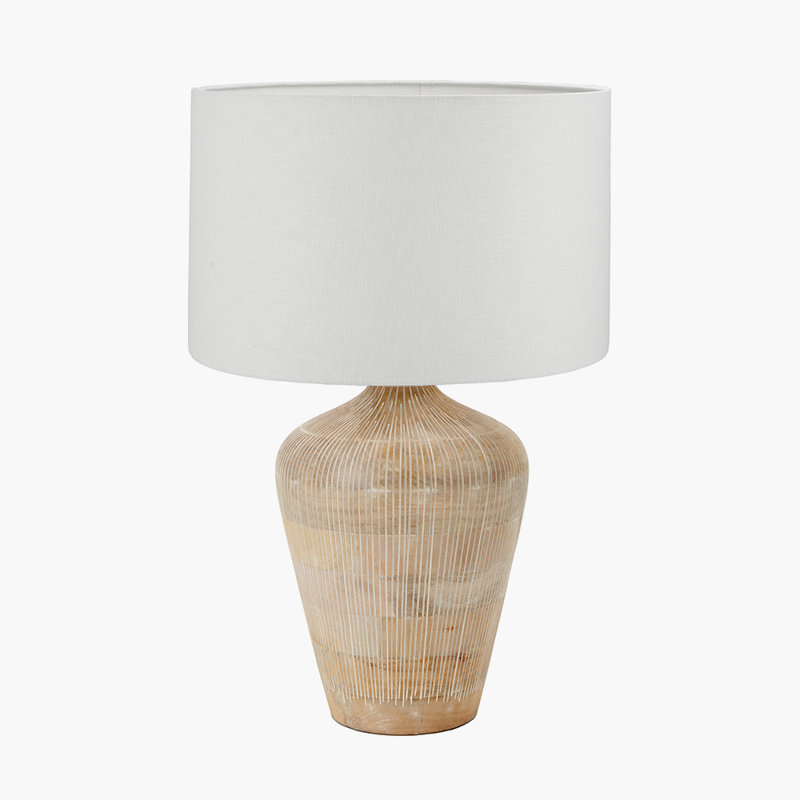 Table Lamp, Brown, White