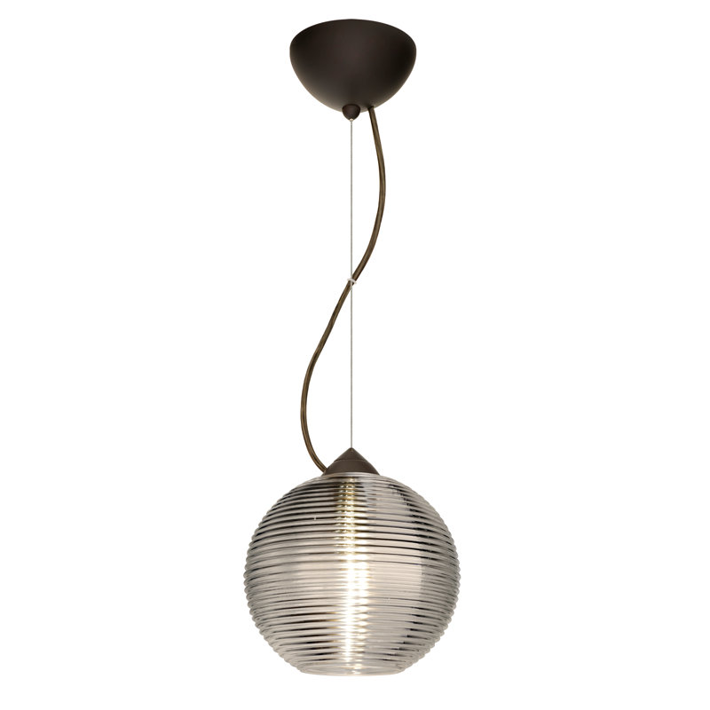 Luminaire sphère suspendu 1 lumières simple Kristall, Bronze brossé, Fumée