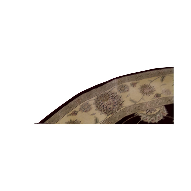 Hand-Knotted High-Quality Red and Ivory Round Area Rug