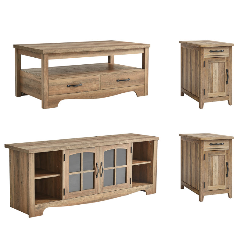 4-Piece Living Room Table Sets, Brown