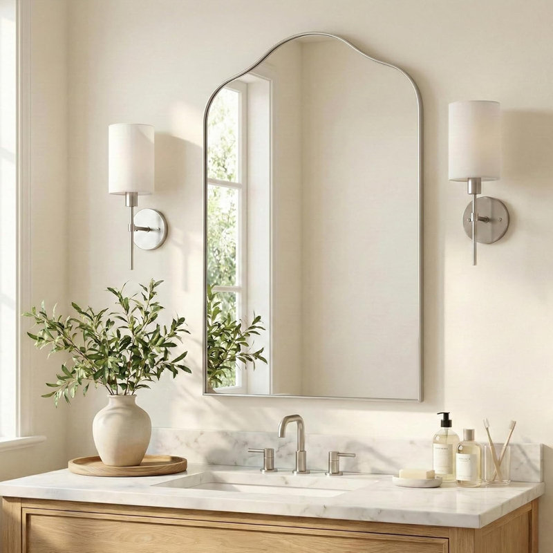 Miroir de salle de bain Aremi Cadre en acier inoxydable, 36 po x 24 po, Nickel brossé