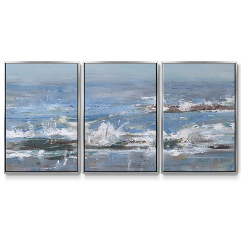 Overcast Tides II - Multi Piece Framed Canvas, 40" H x 78" W x 2" D, Silver
