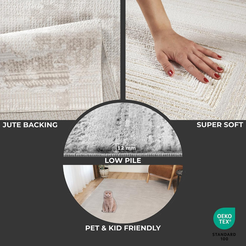 Ruglenza Modern Area Rug - Soft Pile Easy Clean Carpet for Living Room & Bedroom, Durable Synthetic Fibre, Stylish Home Decor Rug