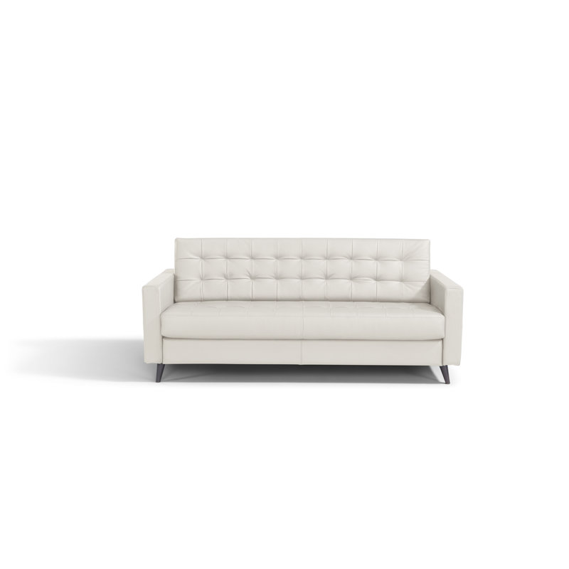 Beloit 82'' Leather Sleeper Sofa, Milk Genuine Leather
