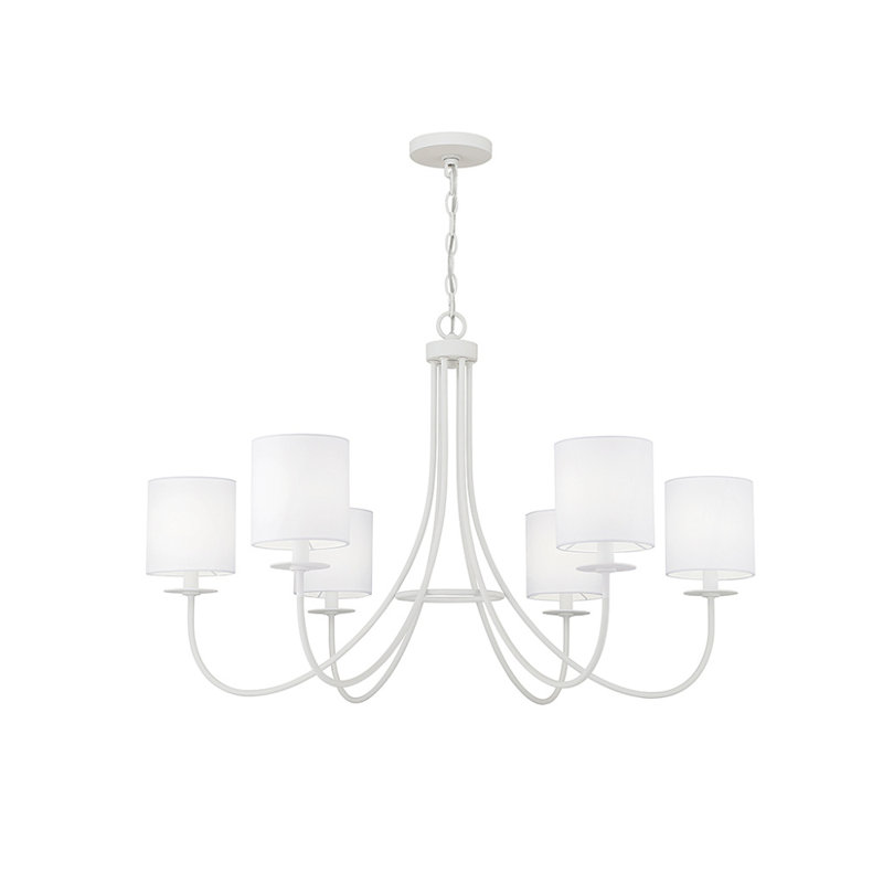 Lustre 6 lumières en noir mat, Blanc bisque
