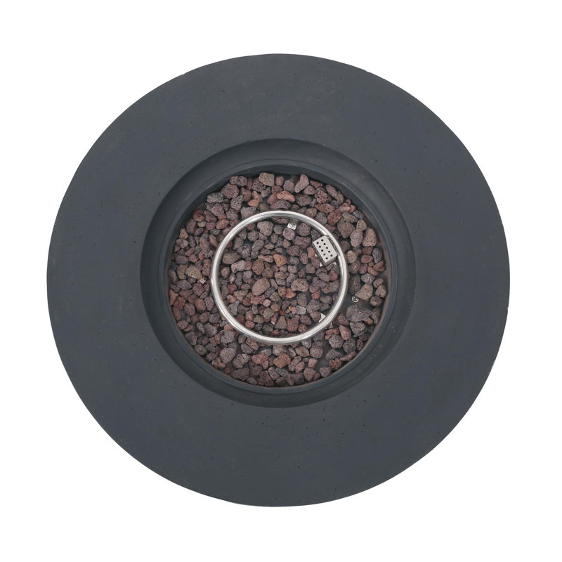 Lightweight Concrete Outdoor Circular Fire Pit 50,000 BTU (Tank Cover not Included), Dark Gray