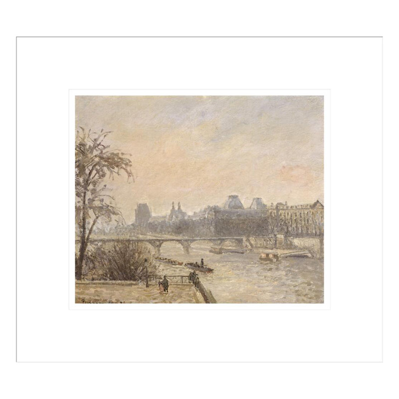 «La seine et le Louvre» par Camille Pissarro, impression giclée sur cadre, H 13,75 po x l 15,32 po