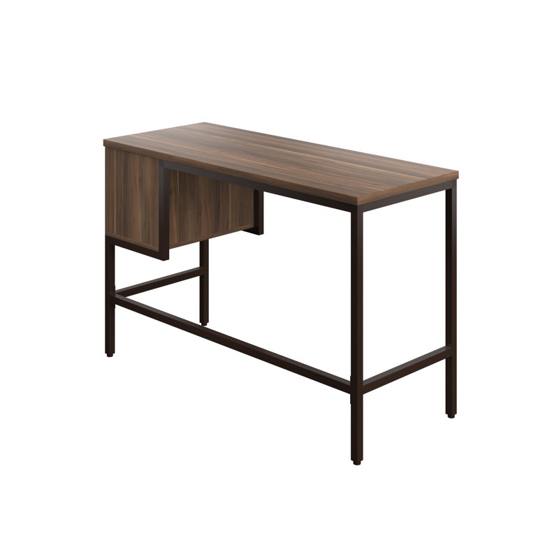 Bouton Metal Base Writing Desk, Walnut, Black