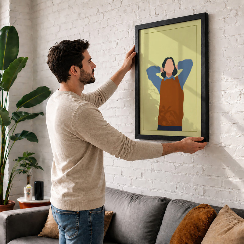 Figure at Rest Modern - Framed Print, A2 - 59.4 x 42.0 cm, Black