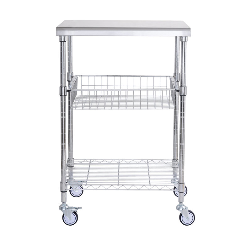 Chariot roulant à 3 niveaux sur roulettes 24 po x 20 po x 36,6 po 470 LBS 6 crochets