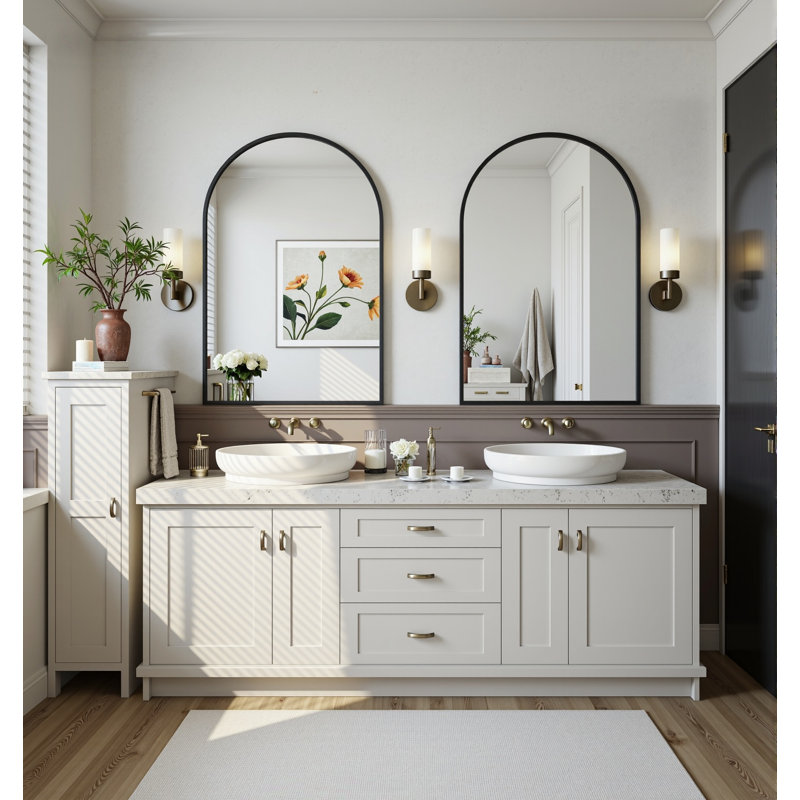 Lunara Arch Wall Mirror with Tempered Glass & Aluminum Alloy Framed for Accent/Vanity/Bathroom, 42" x 32"