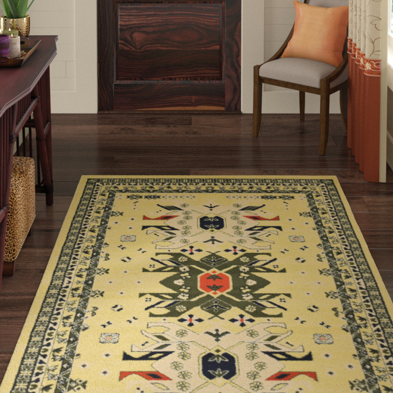Tapis crème / vert Eesi, Rectangle 9 pi 10 po x 13 pi