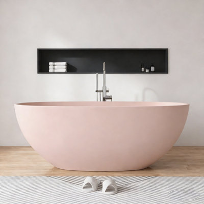 61'' x 30'' Freestanding Soaking Solid Surface Stone Resin Bathtub