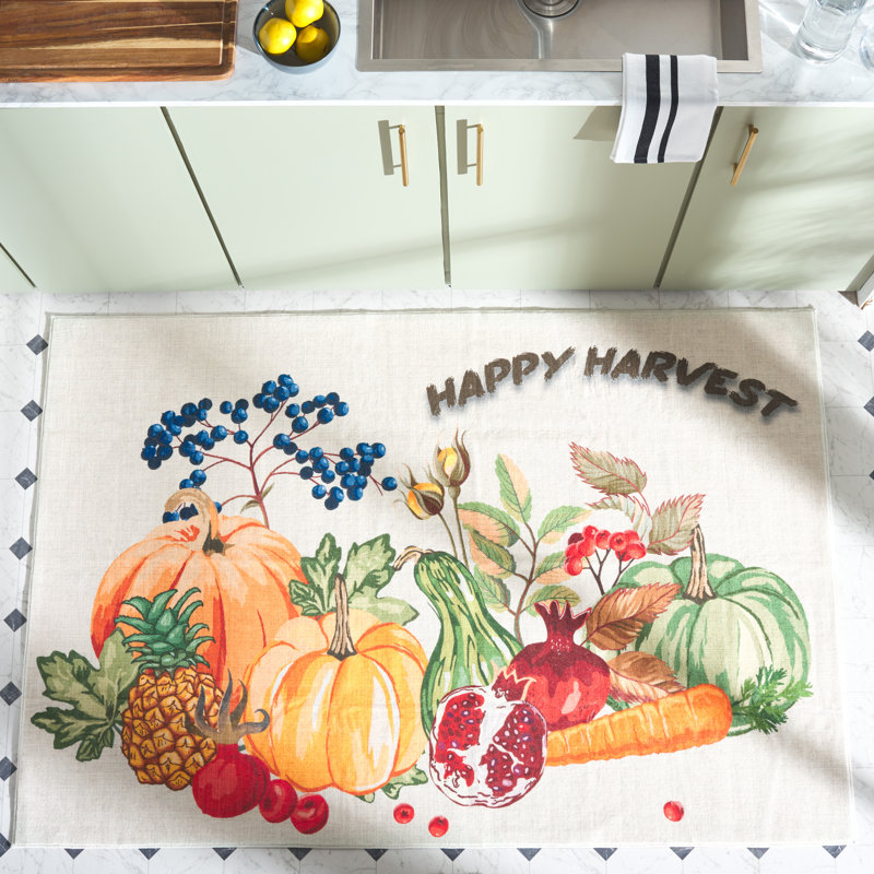 Door And Kitchen Mat 305 In Beige / Orange, Rectangle 4' x 6'