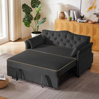 Velvet Convertible Sleeper Sofa Bed