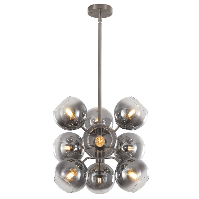 Lustre en grappe en verre fumé à 9 lumières Xareni