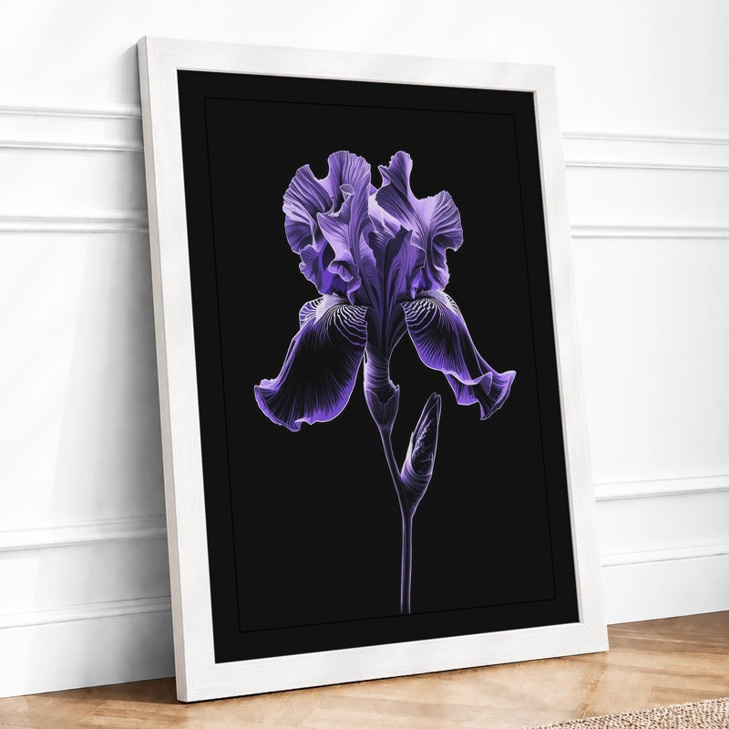Bearded Iris in Purple Botanical - Framed Print, A4 - 29.7 x 21.0 cm, White