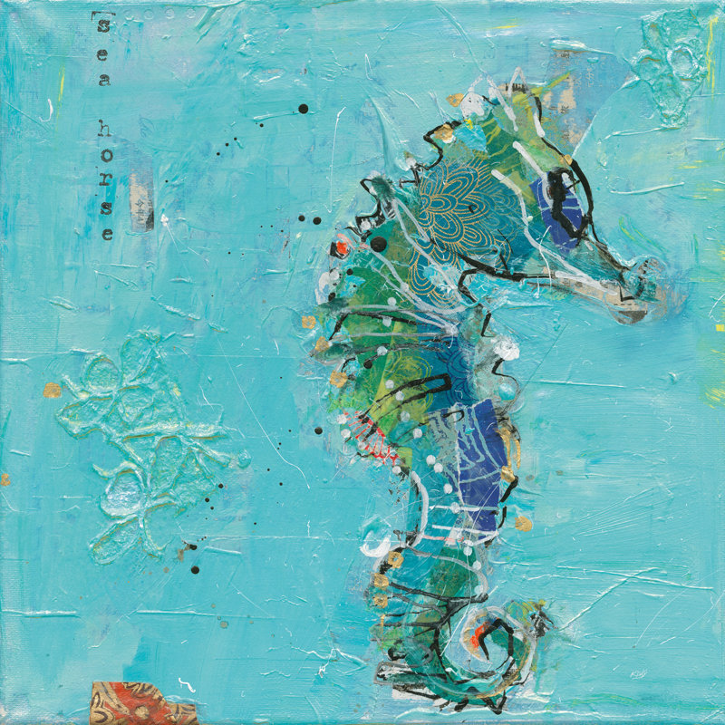 Little Seahorse Blue by Kellie Day - Wrapped Canvas Art Prints, 122cm H x 122cm W