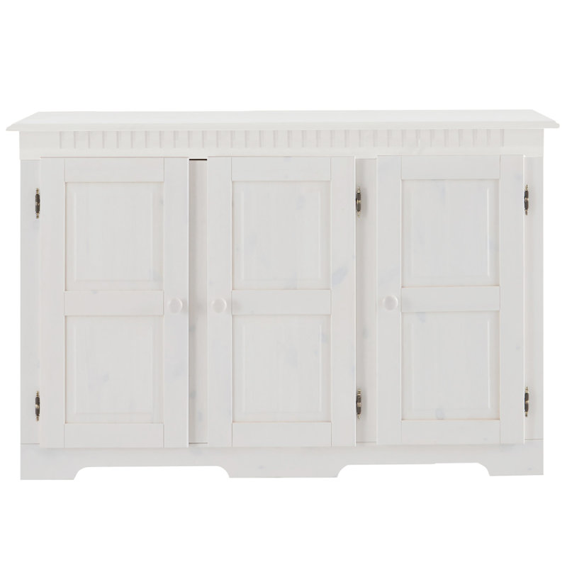 Yassine 121 Cm Wide Pine Solid Wood Sideboard, White