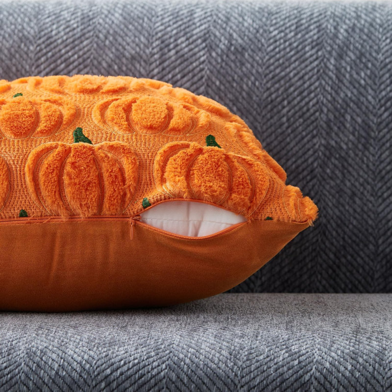 Housses de coussin d'automne 18x18 (2 pièces) - Décorations automnales à la citrouille orange, verte et jaune