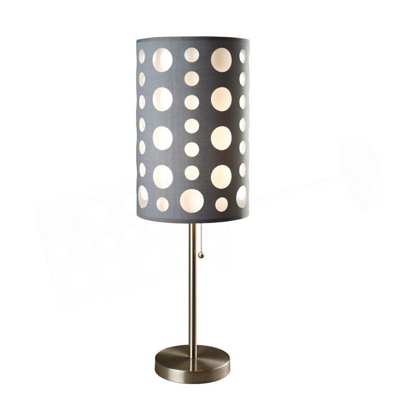 Lampe de table 33 po en métal, design rétro avec abat-jour noir et blanc, H 33 po x l 16 po x P 16 po, Noir / blanc
