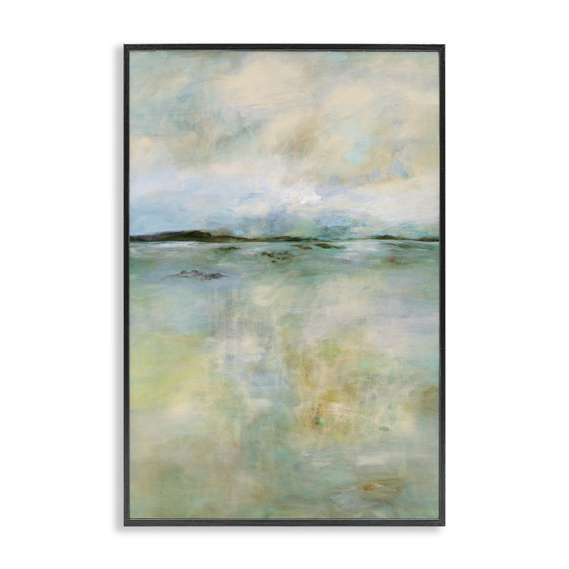 Giclée encadrée d'un horizon abstrait réfléchi, design par A.G. Hickman, H 18 po x l 12 po, Giclée encadrée noir minuit