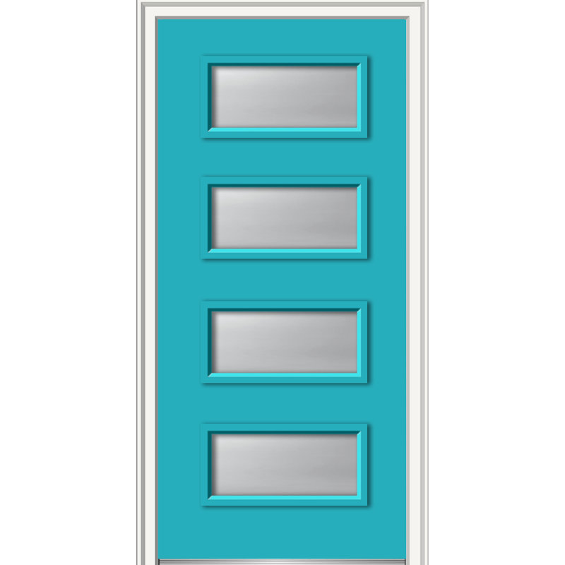 Bahama Blue 36" x 80" Fiberglass 4-Lite Exterior Door
