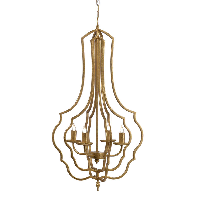 Cadre de 20 po Lustre 4 lumières en métal, luminaire suspendu avec chaîne réglable pour le vestibule de la salle à manger de la cuisine, ampoule non incluse