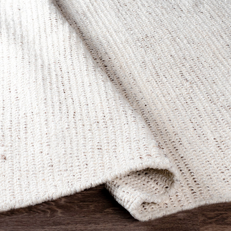 Tapis d'intérieur / extérieur beige tissé à plat à la main Sang, Rectangle 5 pi x 7 pi 6 po