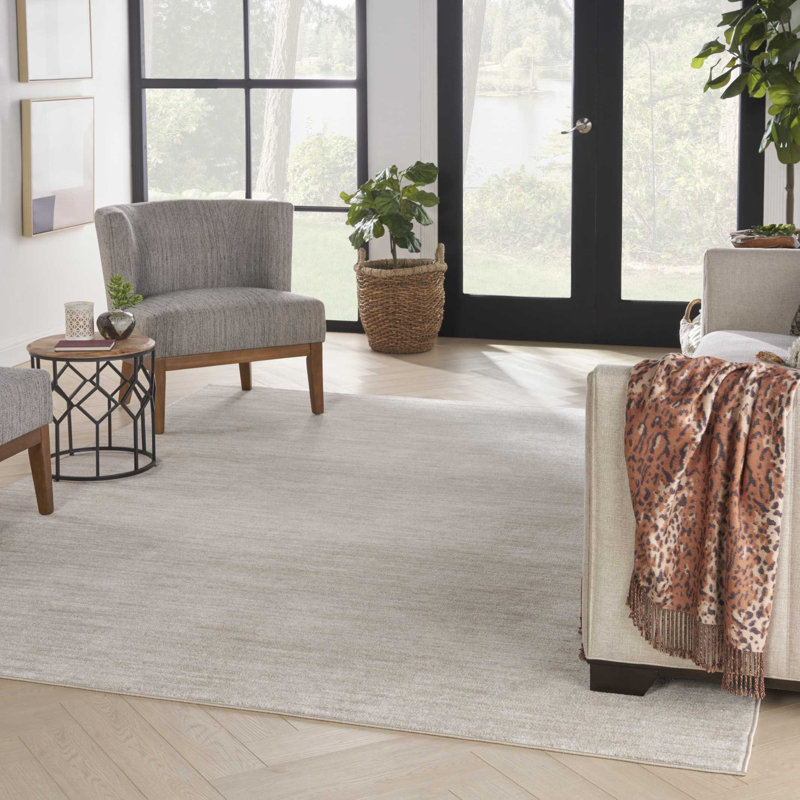 Mullican Sandy Solid Ivory/Beige Easy Care Indoor/Outdoor Area Rug, Rectangle 8' x 10'