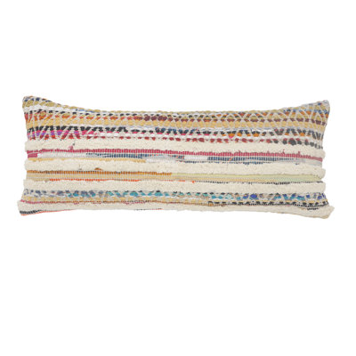 Dahlia Bohemian Multicolor Chevron Striped Chindi Handmade Pillow