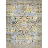 Hand Knotted Oriental Area Rug in Blue/Rust/Brown