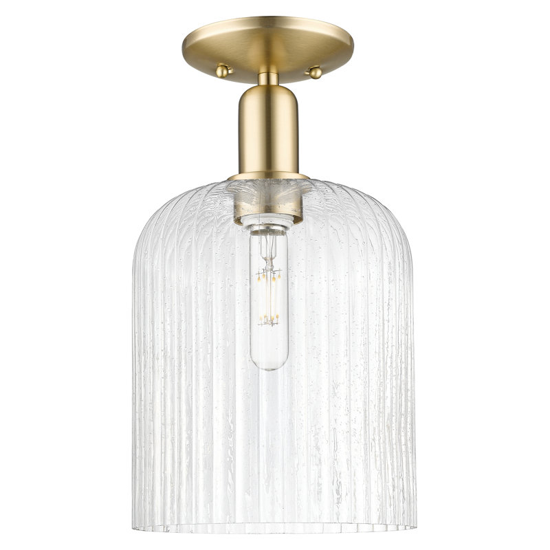 Arcadia - Bridal Veil - 1 Light 8" Semi-Flush Mount - Champagne Bronze Finish - Seedy Shade, Seedy