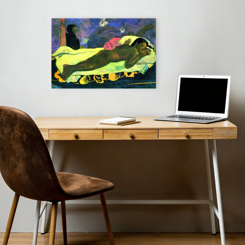 Girl In Bed Classic Colorful Abstract Landscape Spring Wall Art Print by Paul Gauguin - Wrapped Canvas Print