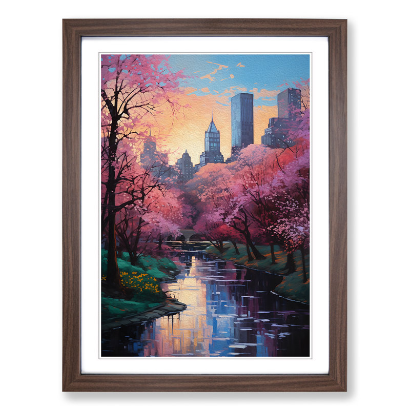 Central Park Informel - Single Picture Frame Print on Wood, Walnut Framed, 46cm H x 34cm W x 2cm D