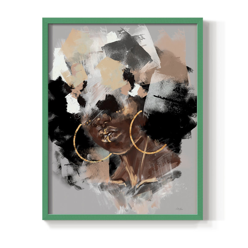 Reproduction encadrée Afro Pop - bois massif, Vert, H 10 po x l 8 po