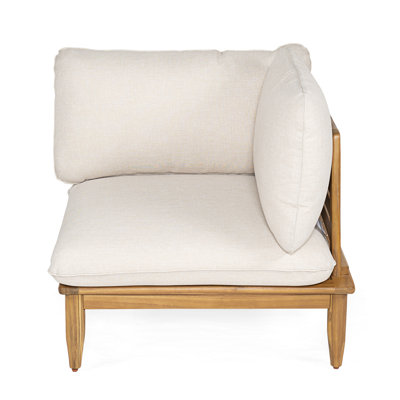 Modern Patio Sofas Corner Chair, Acacia Wood, Compact Outdoor Home