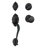 Brookshire Handleset with Single Cylinder Deadbolt and Andover Door Knob and Rosette