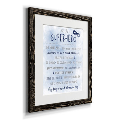 Be a Superhero - Reproduction d'art textuel sur papier encadré