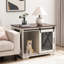 Niche pour chien en bois blanc avec cloison amovible et espace de rangement pour chenil