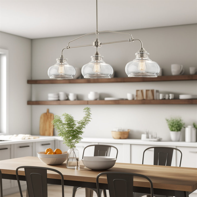 Luminaire suspendu pour îlot de cuisine à 3 lumières Fultonham
