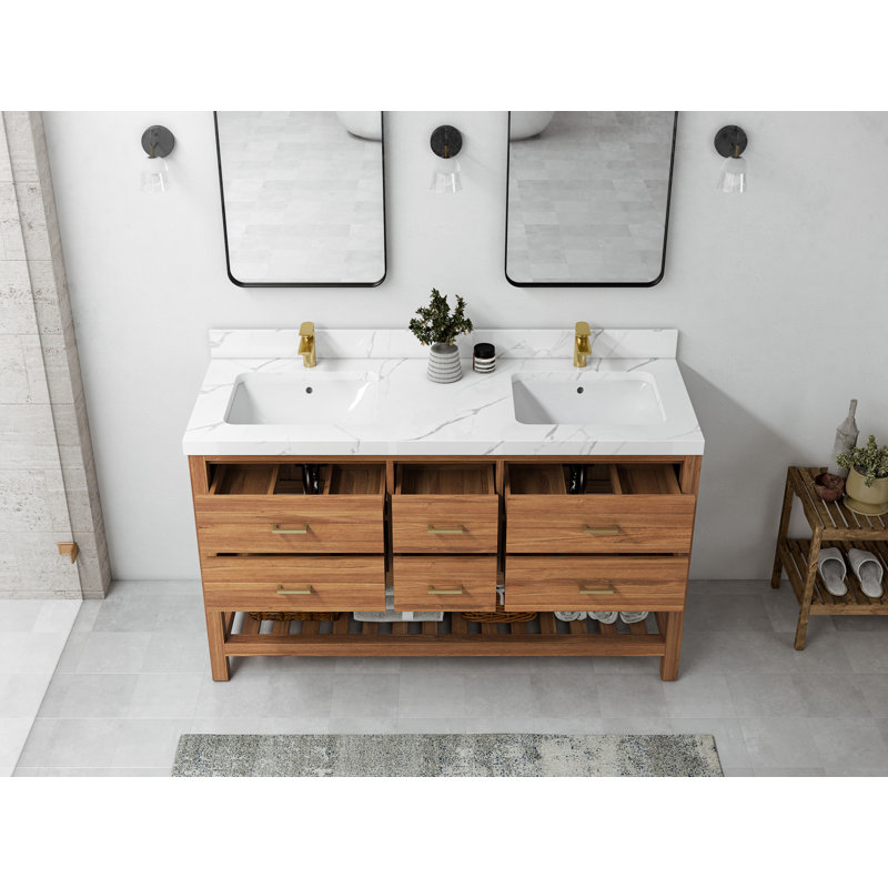 Parker 60'' Single Bathroom Vanity with Quartz Top, White