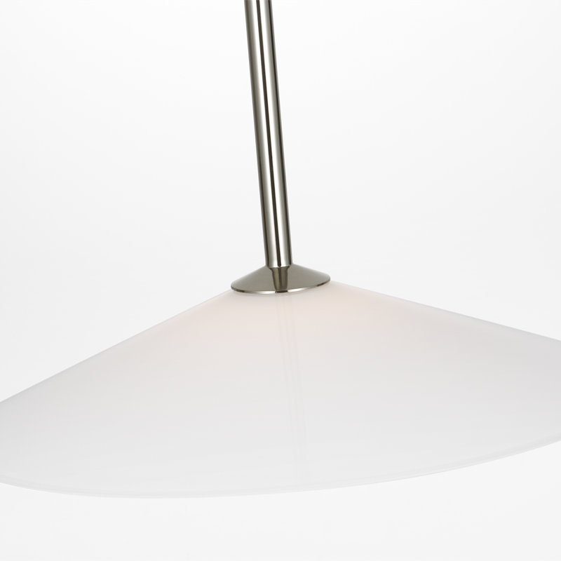 Amber Lewis Ponce Pendant with Shade, 47" H x 13" W x 13" D, White, Polished Nickel