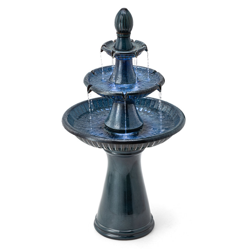 Fontaine en céramique avec lumière Abdulhakeem, Turquoise