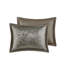 Ensemble de couvre-lit réversible de luxe en jacquard 5 pièces avec coussins décoratifs, bleu grand / brun