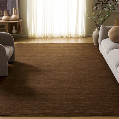 Tapis en laine / coton brun tissé à la main Brandal